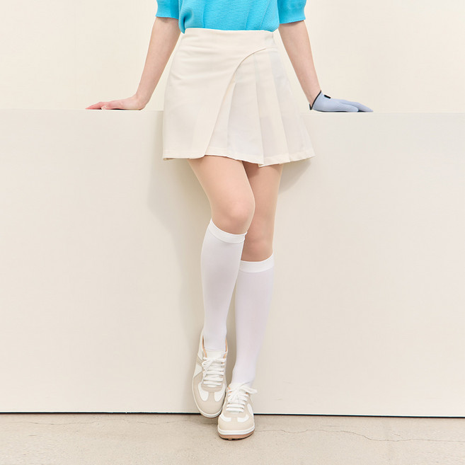 엠엠스포츠 여성 자외선차단 아쿠아엑스 냉감 미끄럼방지 골프 니삭스, 1세트, 블랙