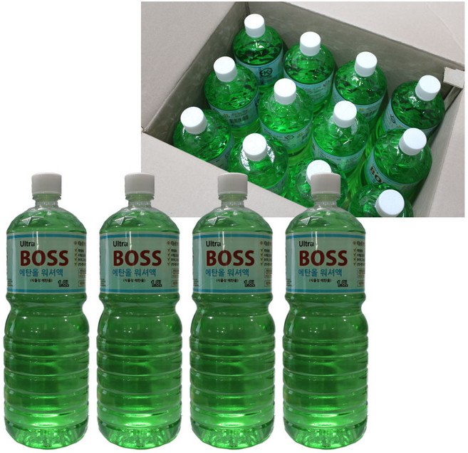 울트라 보스 사계절 에탄올 워셔액 1.8L (6개입 12개입), 6개