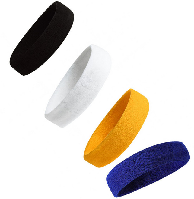 데일리코브 땀흘림방지 헤어밴드 스포츠 운동, 컬러, 4개