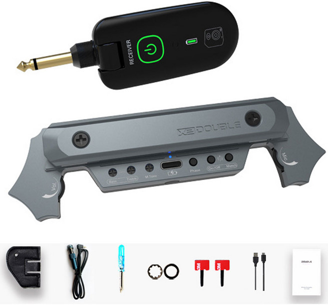 DOUBLE 어쿠스틱기타 무선 픽업 X2 통기타 픽업 마그네틱 & 콘덴서 마이크 픽업, 실버1개, 1개