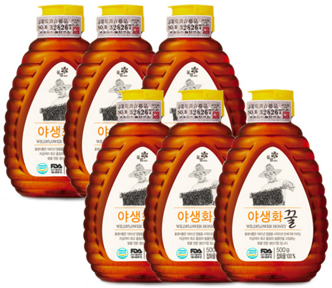 꽃샘식품 국산벌꿀 잡화꿀 야생화꿀 500g x 6개, 1세트