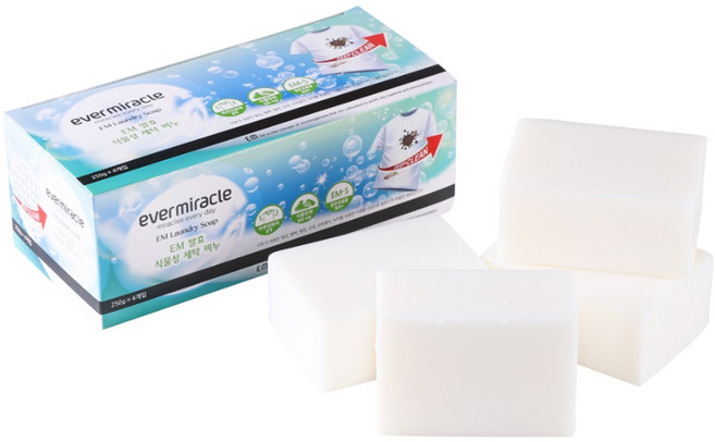 EM세탁비누(250g*4) 식물성 천연유지 유아의류사용 노폐물제거 인공색소함유NO 순비누, 1kg, 1세트