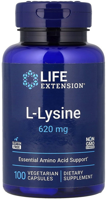 라이프익스텐션 L-라이신 620mg 베지 캡슐 100정, 단색, 1개