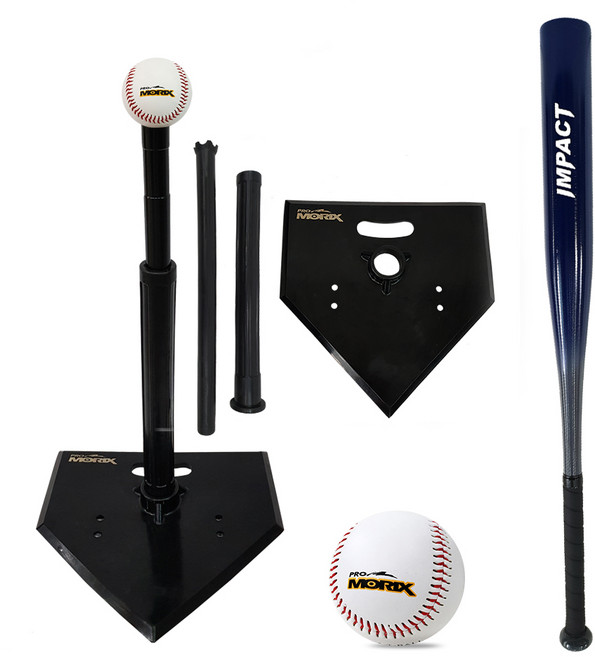 프로모릭스 야구배팅 타격 티볼대+알루미늄 배트 30(중)+야구공 어린이 성인 연습용품, 1개