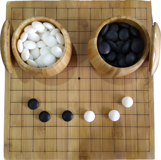 兒童圍棋楠竹套組 (13路楠竹棋盤 棋子), 雲子(黑白各90顆)+棋罐