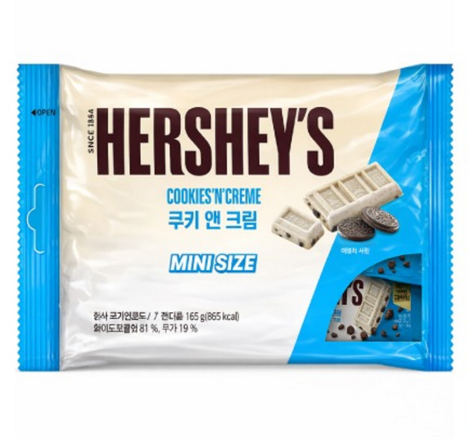 허쉬 쿠키앤크림 초콜릿 스낵사이즈, 165g