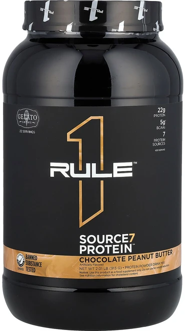 룰원 프로틴 Source7 단백질 파우더 믹스 초콜릿 땅콩버터 913g(2.01lb), 911 g, 1개, 913g - 쿠팡