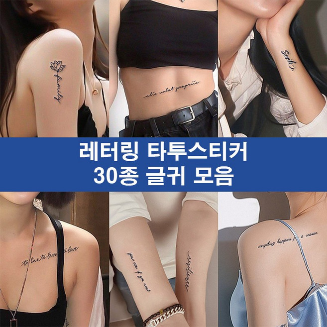 MIRWAY 레터링 타투 스티커 반영구 헤나 30종 글귀모음, 1개, MWF-01_2장세트