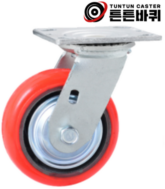 중량 광폭 5인치 회전 우레탄 바퀴 산업용 캐스터 340kg 바퀴폭 48mm, 중량 광폭 5인치 회전형 우레탄바퀴, 1개