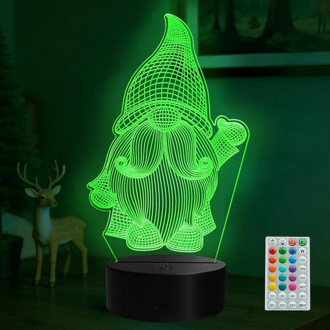Colortown Trombone Night Light Gifts 3D Illusion Lamp with Remote Control 16 RGB Colors 4 Flas, Gnome
