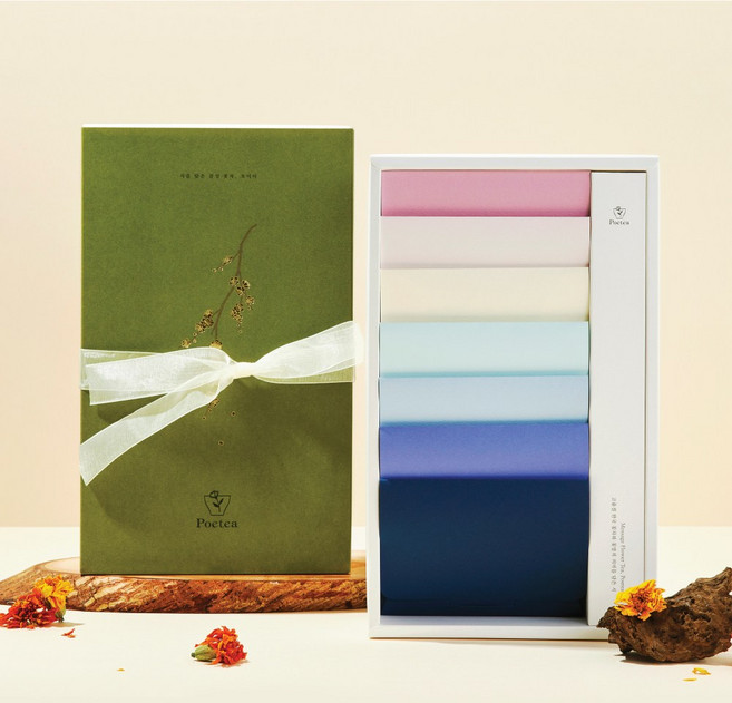 포이티 색동꽃차 선물세트 국산, 1세트, 꽃차 7종 + 쇼핑백