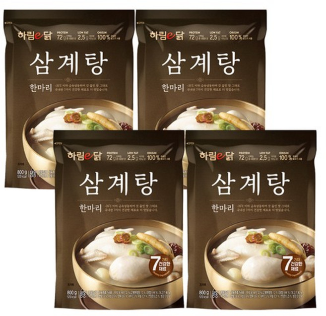 하림e닭 삼계탕 한마리, 800g, 4개