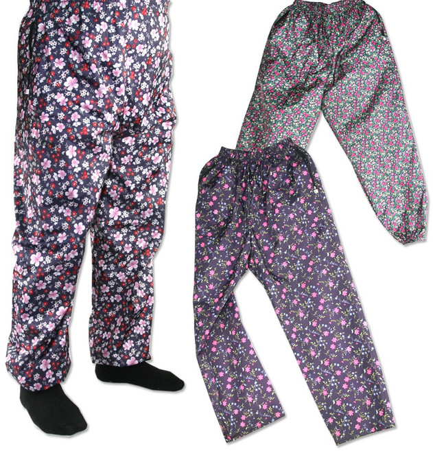 국산 꽃무늬 방수바지 작업복/ 밀키코팅