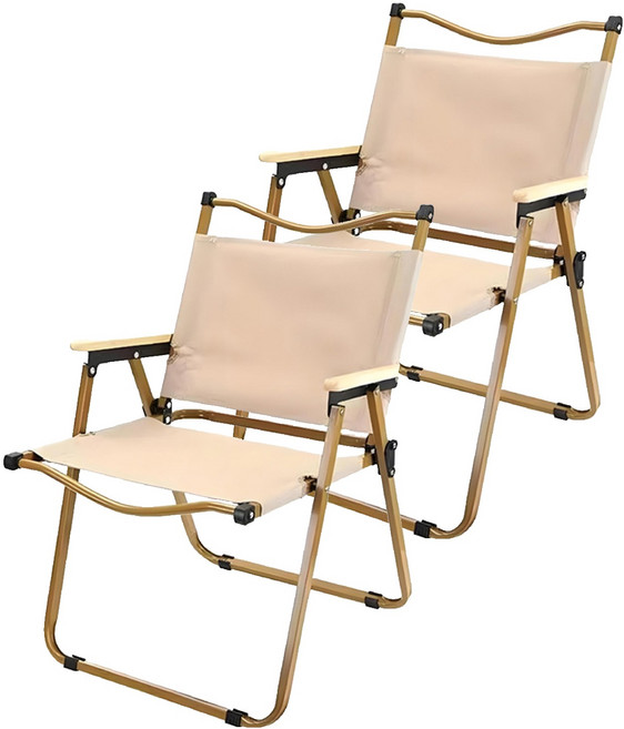 MANTU 접이식 캠핑 의자 대형, 카키, 2개