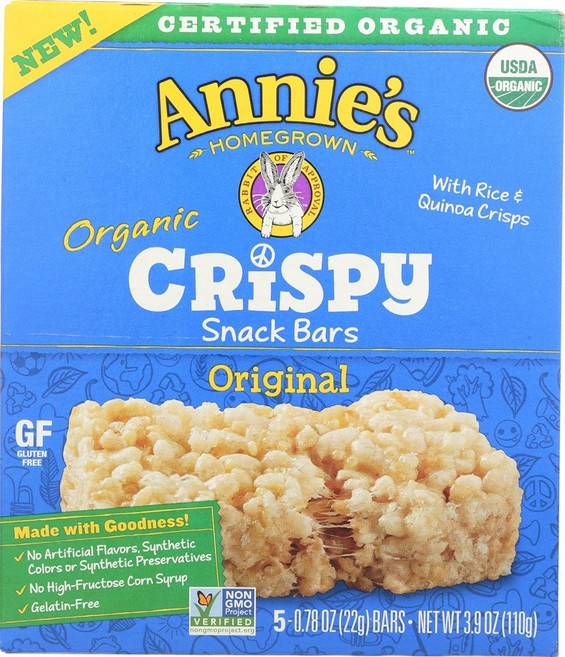 Annie's HOMEGROWN 脆米零食棒 原味 5條入, 1個, 110克