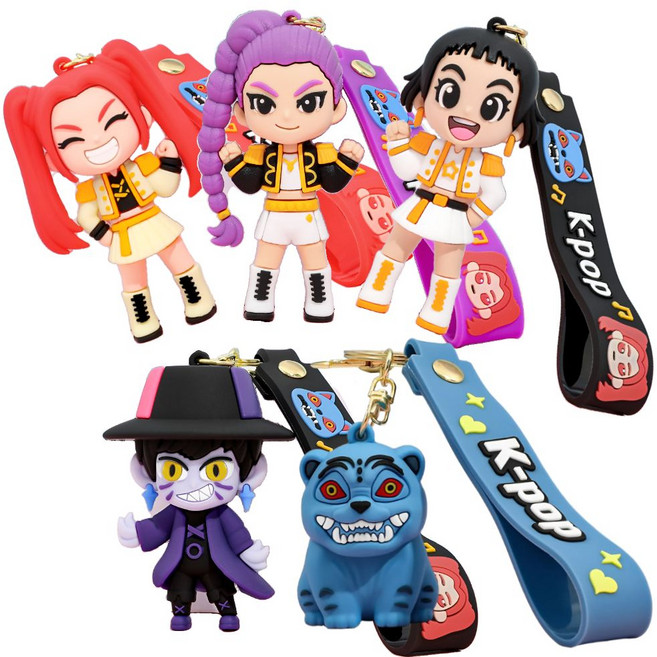 루미팝 케데헌 케이팝 데몬헌터스 키링 굿즈, 1세트, 혼합5종