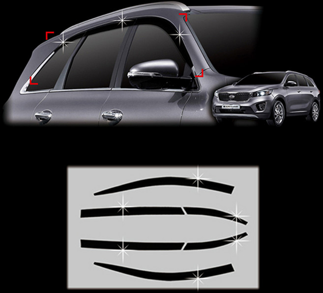 올뉴쏘렌토 스모크 도어 바이저 6P 14년~19년까지 일반썬바이져 빗물받이 더뉴쏘렌토 공용 창문 라인 커버
