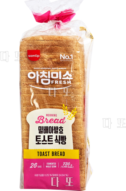 삼립 아침미소 밀배아발효 토스트식빵 730g 아침미소토스트 샌드위치용식빵, 702g, 1개