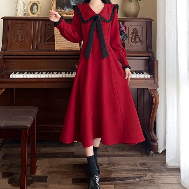 공주풍 경성의복 세라복 개화기의상 중세 촬영 원피스 레드