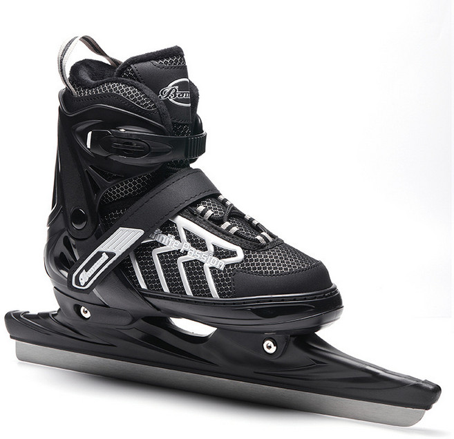 성인 피겨 스케이트 입문용 아이스 스케이트화 초보자용 아이스링크 운동화, 블랙+실버, 255, 스피드 스케이팅