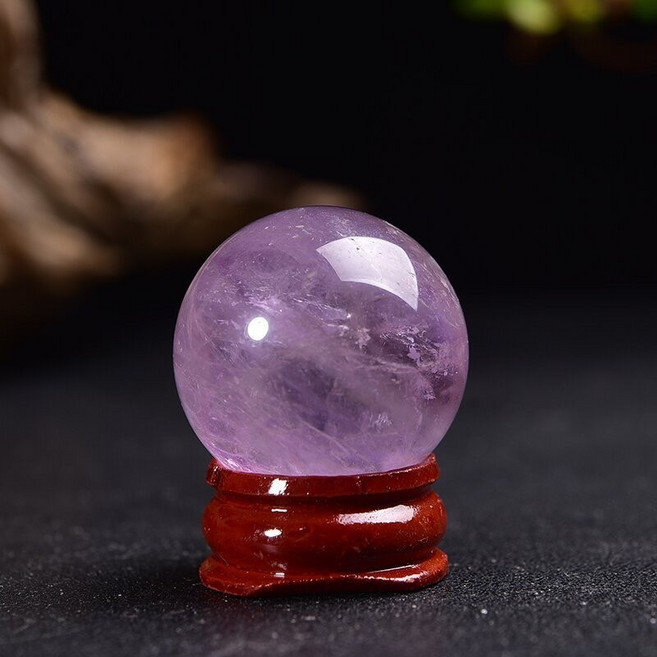 念念不忘 NIAN NIAN BU WANG 水晶無孔圓珠擺件 巴西紫水晶 25-30mm 風水飾品 生日禮物, 1個, 巴西紫水晶-無孔圓珠25-30mm