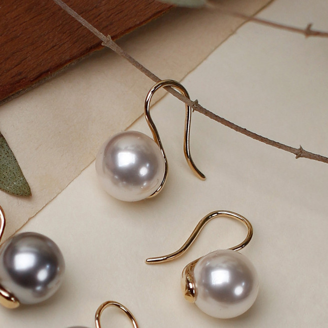 [초콜리트쥬얼리] 카린 미니 10mm 진주 고리 드롭 귀걸이 5컬러