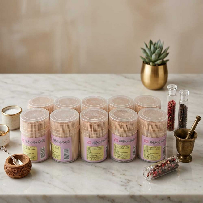 바람길 자작나무 이쑤시개 요지 원형 단면 550p 10개, 1개, 550개