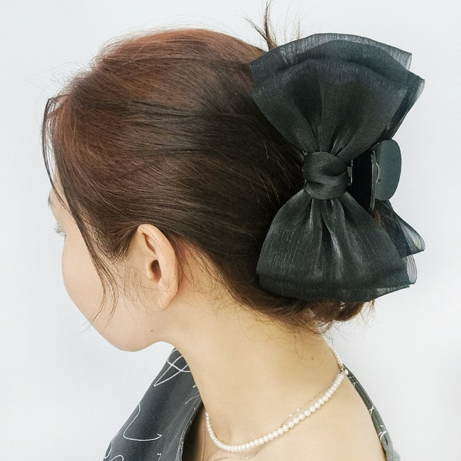 한복 노방 리본 올림머리 왕집게핀