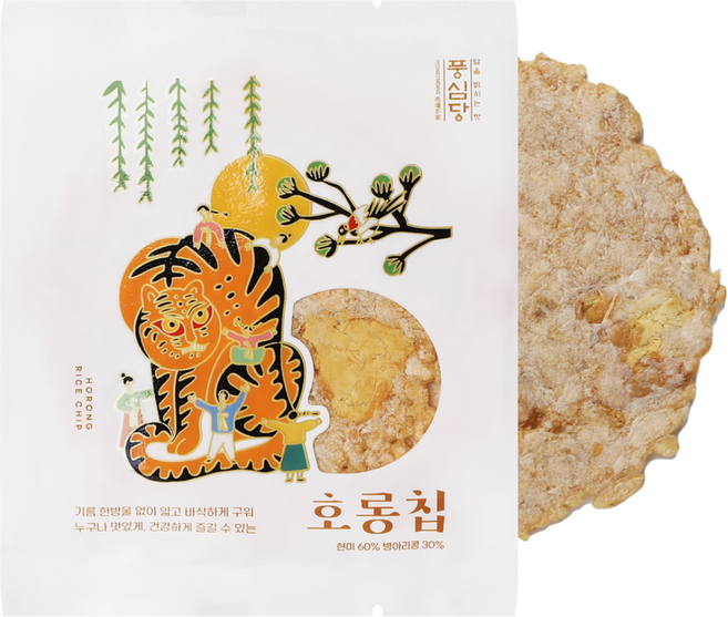 풍심당 호롱칩 국내산 현미 병아리콩 누룽지칩 쌀과자 개별포장 저당간식 회사 간식, 15g, 15개
