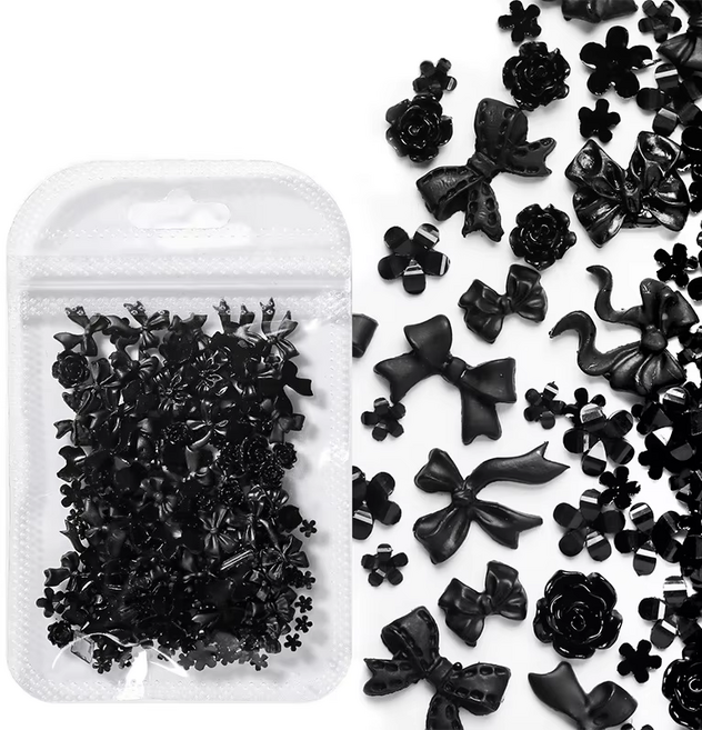 (100pcs) 레진파츠 네일파츠 레진재료 네일재료 파츠모음 6색 N10, 1개, 블랙(N10-6)