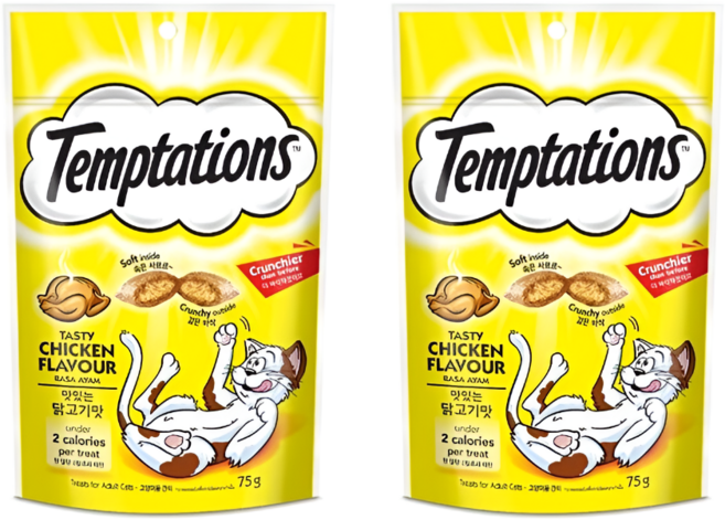 템테이션 고양이 스낵 75g 2개, 맛있는 닭고기맛