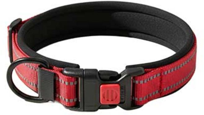 호라오 대형견 중형견 소형견 안전 튼튼 반사 패딩 목줄, 1개, 레드