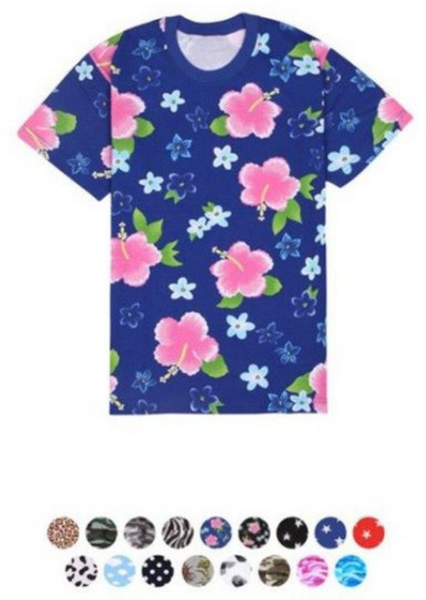 패턴 라운드 티셔츠 V