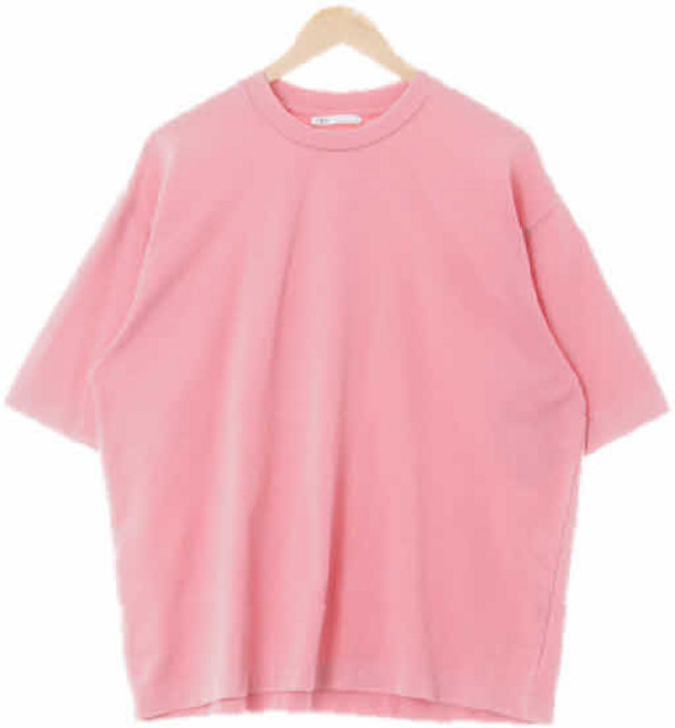 6452 자라 딥핑크 면혼방 루즈핏라운드반팔티 [M]