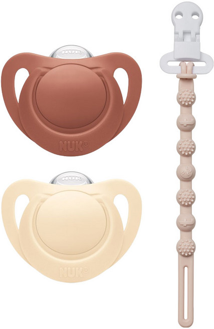 누크 For네이처 쪽쪽이 X 토트랩 쪽쪽이 홀더 SET, 1세트, 파스텔마룬,베이지+코스믹라떼베이지, S2 (6~18개월)