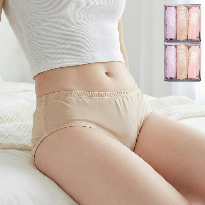 BYC 6매입 순면 여성 속옷 면팬티 여자 삼각 위생 팬티 세트