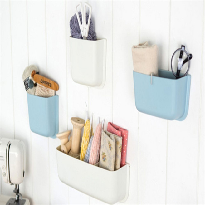 바른 심플 벽 부착 다용도 꽂이 보관함 예쁜간식보관함, 2호 - 아이보리