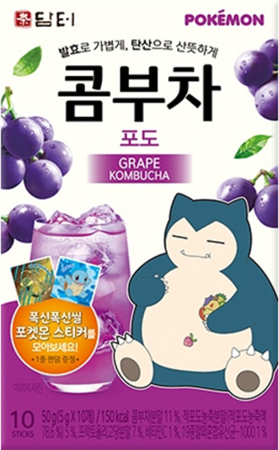 담터 포켓몬 콤부차 포도, 5g, 10개입, 1개