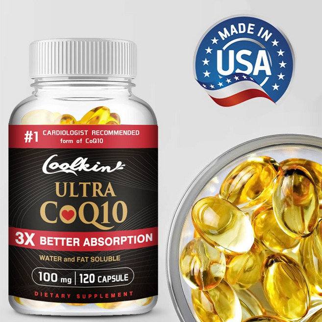 CoQ10 100mg (120정) 에너지 부스터 - 지구력 향상 - 심장 건강 - 흡수력 향상 - 코엔자임 Q10 비타민 및 보충제, 3개, 60정