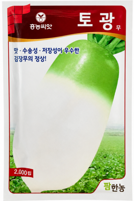 토광무 씨앗 2000립 김장 무 종자 저장성 우수 다수확 가을 무 씨앗 텃밭 주말 농장 채소 씨앗 팜한농, 1개
