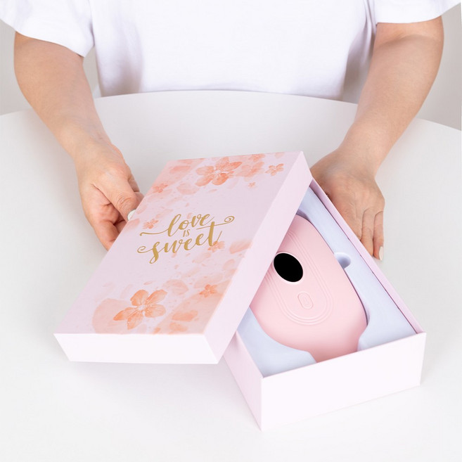 케어몽 복부 온열 찜질기 마사지기 생리통 허리 안마기 무선 9단온도 충전식 9단진동모드 전자파 안심 인증, 베이비핑크