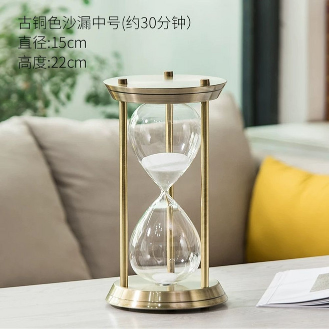 탁상용 모래시계 골드 서재 회전모래시계 인테리어 장 소품 사무실 장식, I. 중간 청동 3열 모래시계흰 모래 30분