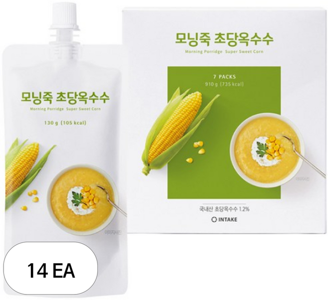 인테이크 모닝죽 초당옥수수, 130g, 14개