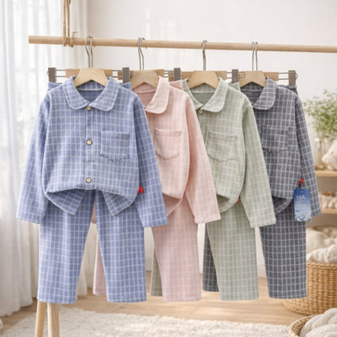 부드러운 체크 잠옷세트