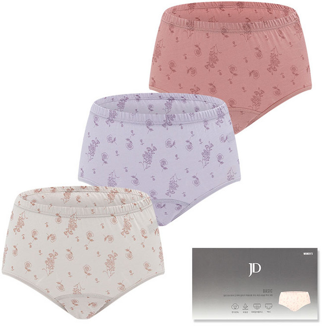 제임스딘 빅사이즈 로즈패턴 요실금 맥시팬티 3매입