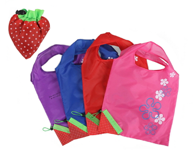 접이식 휴대용 장바구니 딸기 장바구니 비닐대용 인쇄 판촉, 레드, 1개