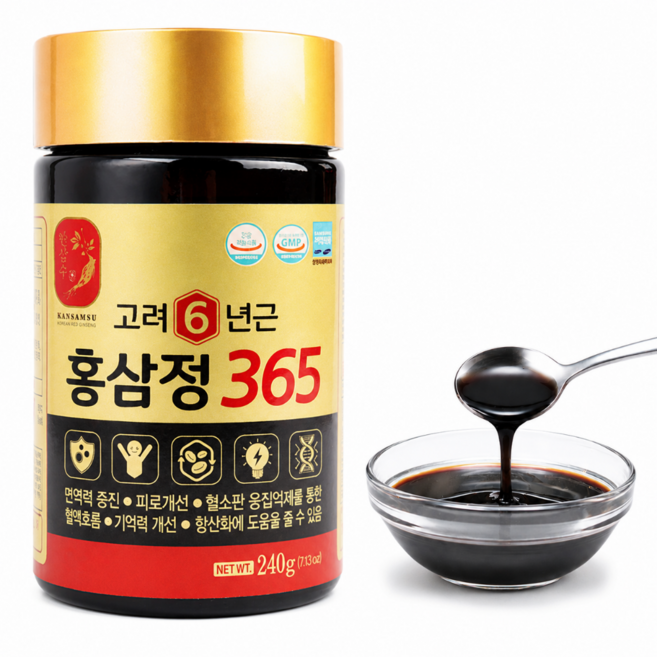 식약처인증 완숙인삼 고려 6년근 홍삼정 365 면역력증진 피로개선 (쇼핑백포함), 240g, 8개