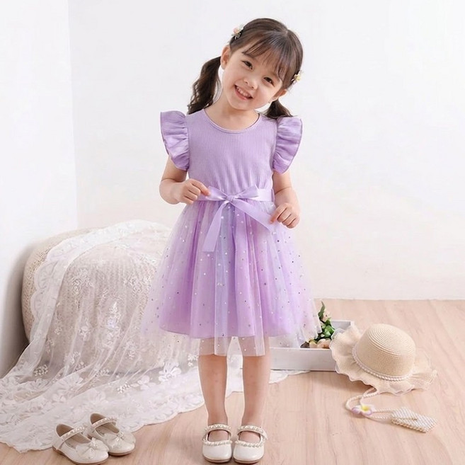 모모토리 자체제작 여아 유아 아동 어린이 썸머 별빛 리본 샤 원피스 등원룩 공주 원피스 생일파티