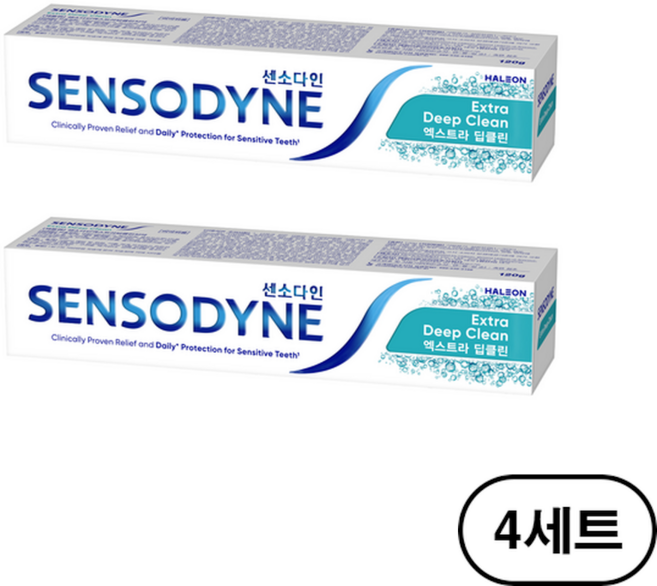 센소다인 엑스트라 딥클린 치약, 120g, 4개