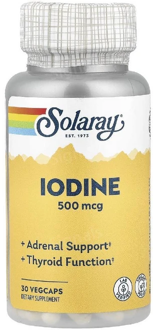 Solaray 요오드화 칼륨 추출 요오드 500mcg 베지 캡슐 30정 Solaray (솔라레이), Solaray, 요오드화 칼륨 추출 요오드, 500mc, 1, 30 - 쿠팡
